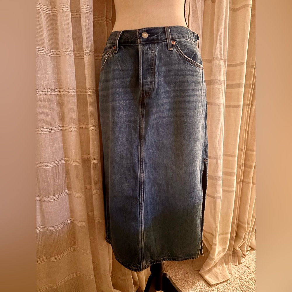 Levi's Blue Denim Midi Skirt